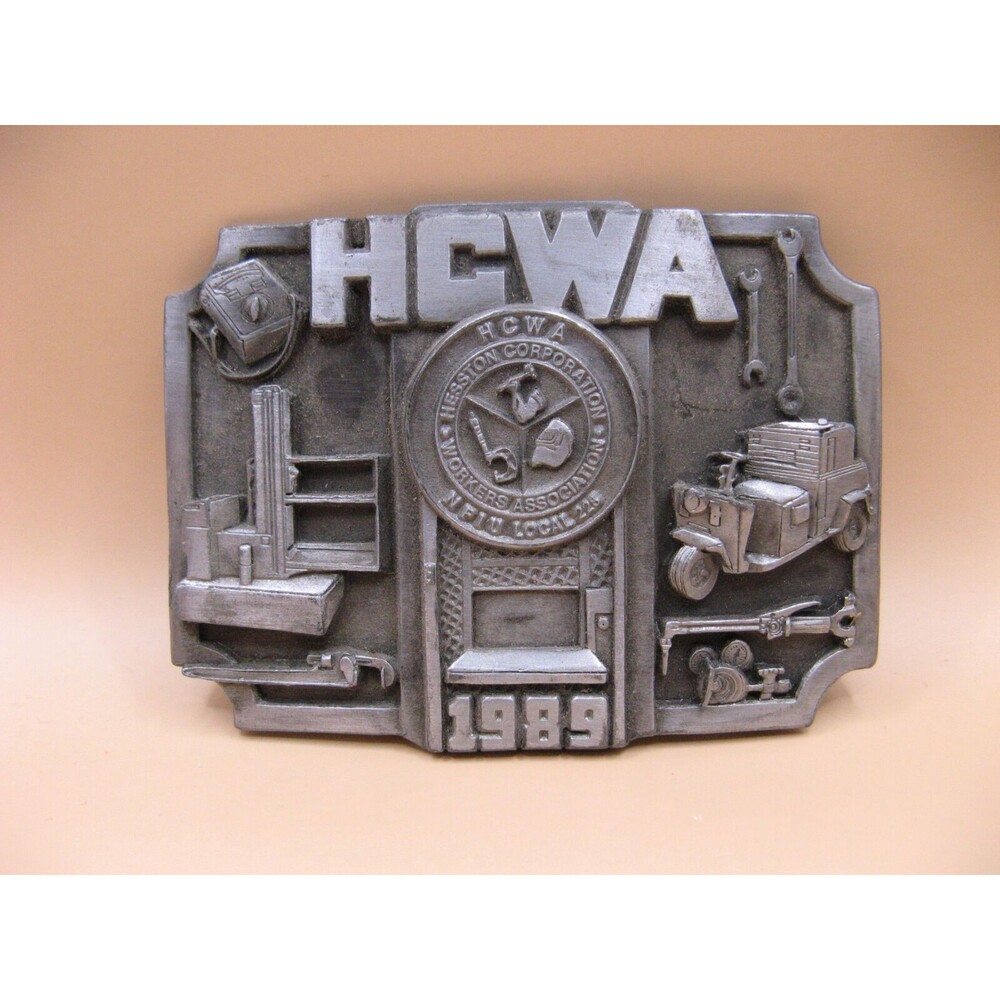 HWCA 1989 Hesston Corporation Maintenance Belt Buckle Siskiyou Oregon Made USA